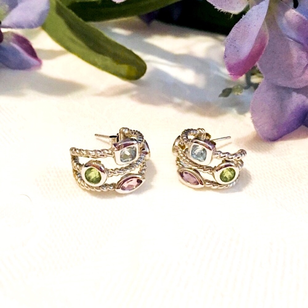 SOLD Sterling Topaz Amethyst Peridot Citrine Ear - Picture 2 of 14